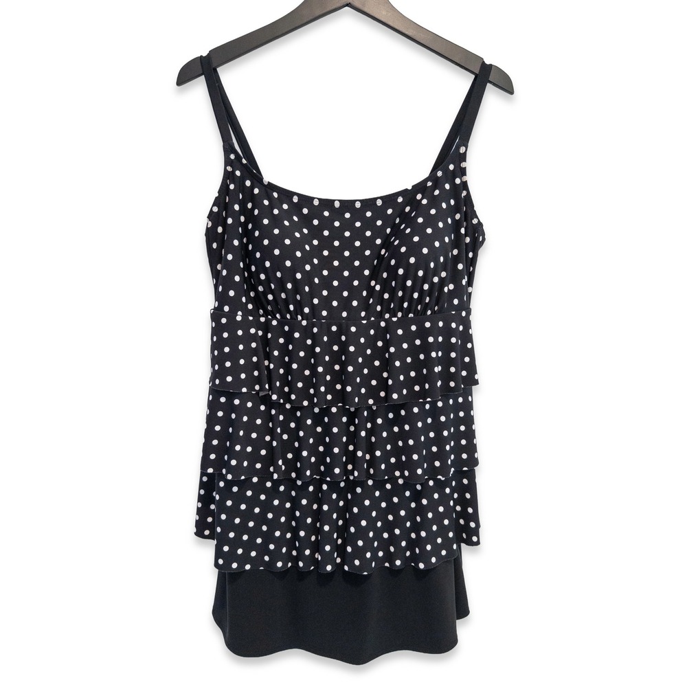 St. John's Bay Polka Dot Swim Dress Women 16 Retro Pinup Rockabilly Swimwear